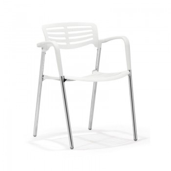 Sillón ALBENIZ, cromado, polipropileno blanco