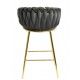 Taburete KING, metal, cromado dorado, tapizado velvet gris oscuro