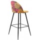 Taburete FLORAL, metal, tapizado velvet amarillo con trasera floral a juego
