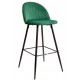 Taburete FLORAL, metal, tapizado velvet verde con trasera floral a juego