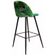 Taburete FLORAL, metal, tapizado velvet verde con trasera floral a juego