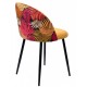 Silla FLORAL, metal, tapizado velvet amarillo con trasera floral a juego