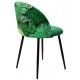 Silla FLORAL, metal, tapizado velvet verde con trasera floral a juego