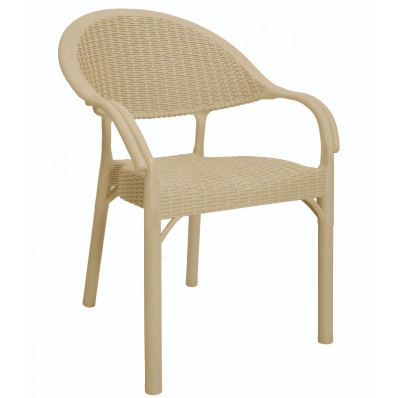 Sillón TORREMOLINOS, apilable, patas metálicas, polipropileno capuccino