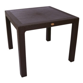Mesa FARO, polipropileno marrón chocolate, 90 x 90 cms