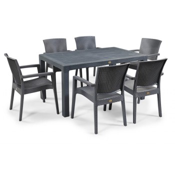 Mesa MIJAS, polipropileno antracita, 150 x 90 cms