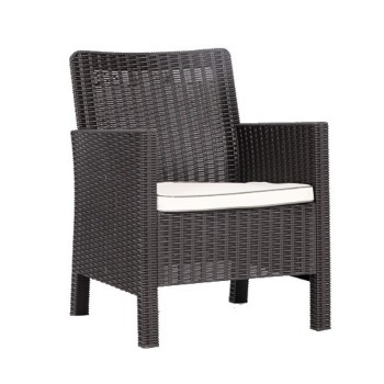 Sillón ADRIATICO, polipropileno marrón chocolate, cojín beige
