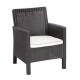 Sillón ADRIATICO, polipropileno marrón chocolate, cojín beige