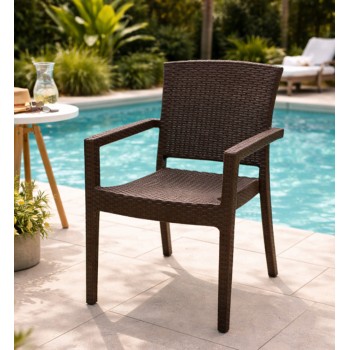 Sillón LARRY, apilable, polipropileno marrón chocolate