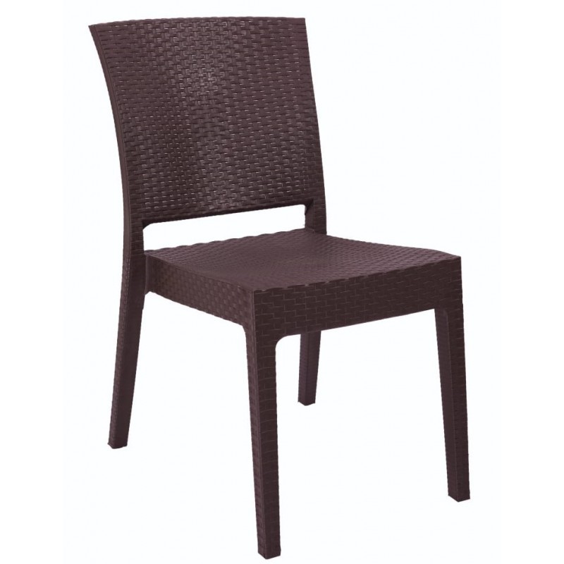 Silla LIDO, apilable, polipropileno marrón chocolate