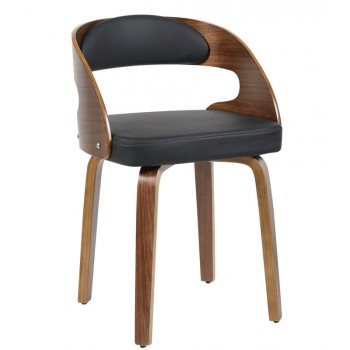 Sillón LOARRE, fijo, madera, similpiel negra