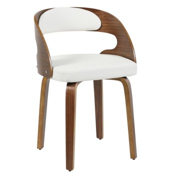 Sillón LOARRE, fijo, madera, similpiel blanca