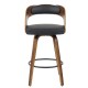 Taburete LOARRE, madera, similpiel negra