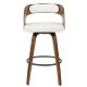Taburete LOARRE, madera, similpiel blanca