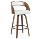 Taburete LOARRE, madera, similpiel blanca