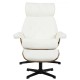 Butaca con ottoman EUROPA, madera, metal, similpiel blanca