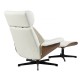 Butaca con ottoman EUROPA, madera, metal, similpiel blanca