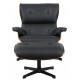 Butaca con ottoman AMERICA, madera, metal, similpiel negra