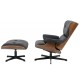 Butaca con ottoman AMERICA, madera, metal, similpiel negra