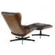 Butaca con ottoman AMERICA, madera, metal, similpiel negra