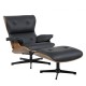 Butaca con ottoman AMERICA, madera, metal, similpiel negra