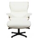 Butaca con ottoman AMERICA, madera, metal, similpiel blanca