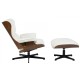 Butaca con ottoman AMERICA, madera, metal, similpiel blanca