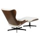 Butaca con ottoman AMERICA, madera, metal, similpiel blanca