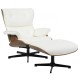 Butaca con ottoman AMERICA, madera, metal, similpiel blanca