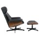 Butaca con ottoman EUROPA, madera, metal, similpiel negra
