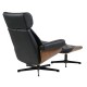 Butaca con ottoman EUROPA, madera, metal, similpiel negra