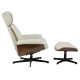 Butaca con ottoman EUROPA, madera, metal, similpiel beige