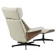 Butaca con ottoman EUROPA, madera, metal, similpiel beige