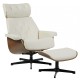 Butaca con ottoman EUROPA, madera, metal, similpiel beige