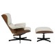 Butaca con ottoman AMERICA, madera, metal, similpiel beige