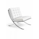 Silla BARNA (T), diseño, acero inoxidable, similpiel blanca