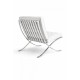 Silla BARNA (T), diseño, acero inoxidable, similpiel blanca