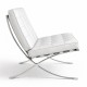 Silla BARNA (T), diseño, acero inoxidable, similpiel blanca
