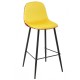 Taburete HORUS NEW, metal, tapizado velvet amarillo con trasera floral a juego