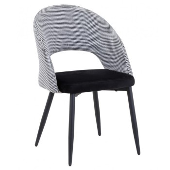 Silla CLEO, metal, tapizado pata de gallo con negro