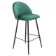 Taburete MAGDA NEW, metal, tapizado velvet verde