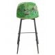 Taburete HORUS NEW, metal, tapizado velvet verde con trasera floral a juego