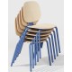 Silla COLMAR, apilable, azul, contrachapado revestido con HPL, color natural