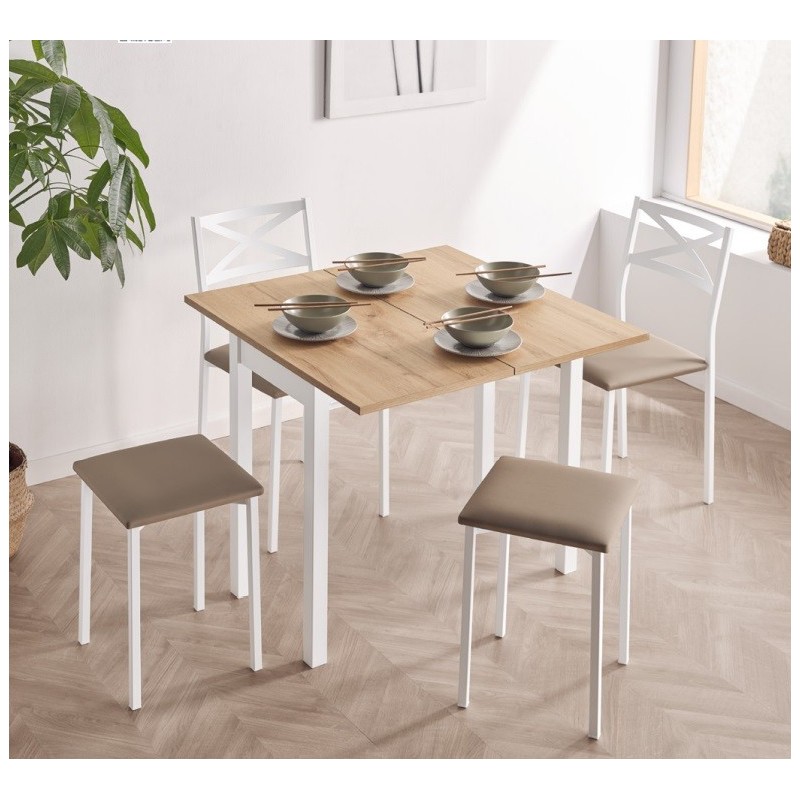  Mesa laminada con apertura tipo libro para cocina y comedor tipo Mesa Nube modelo Tera