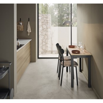 Mesa extensible laminada con apertura frontal compacta para cocina tipo Mesa Elda modelo Noma