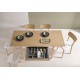 Taburete bajo de madera tapizada para cocina y comedor estilo taburete Zoe modelo Luna