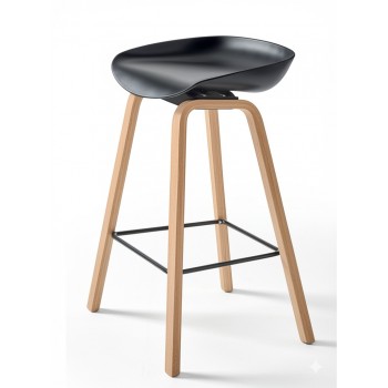 Taburete alto de madera de polipropileno para cocina y comedor tipo taburete Turin modelo Eira