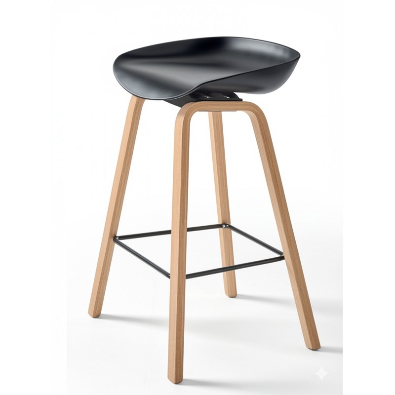 Taburete alto de madera de polipropileno para cocina y comedor tipo taburete Turin modelo Eira