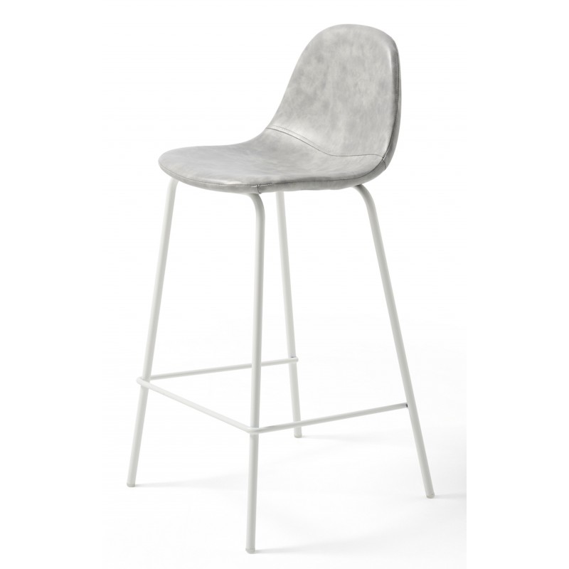 Taburete alto metálica de piel sintética para cocina y comedor estilo Taburete Oslo modelo Noa
