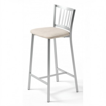 Taburete con respaldo metálica tapizada para cocina y comedor tipo taburete Petra modelo Lena